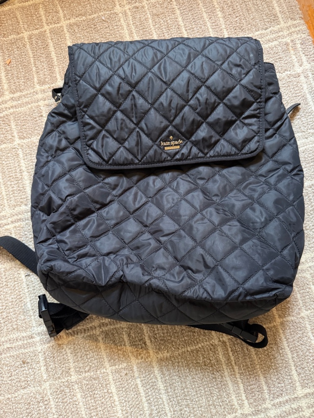 kate spade Quilted Black Nylon Flap Backpack